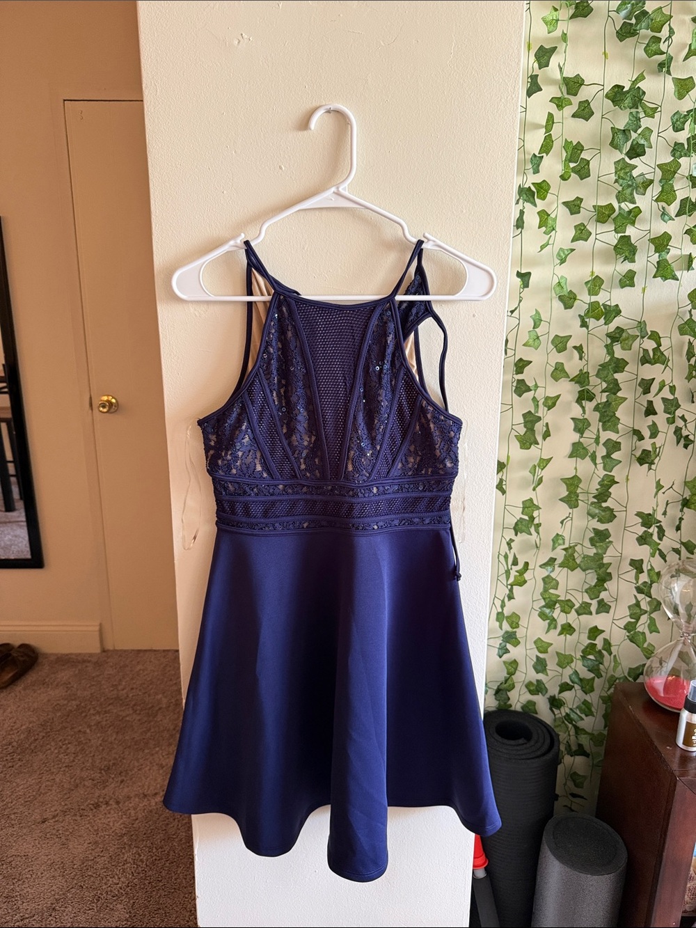 Francesca's Collections Navy Lace Skater Dress